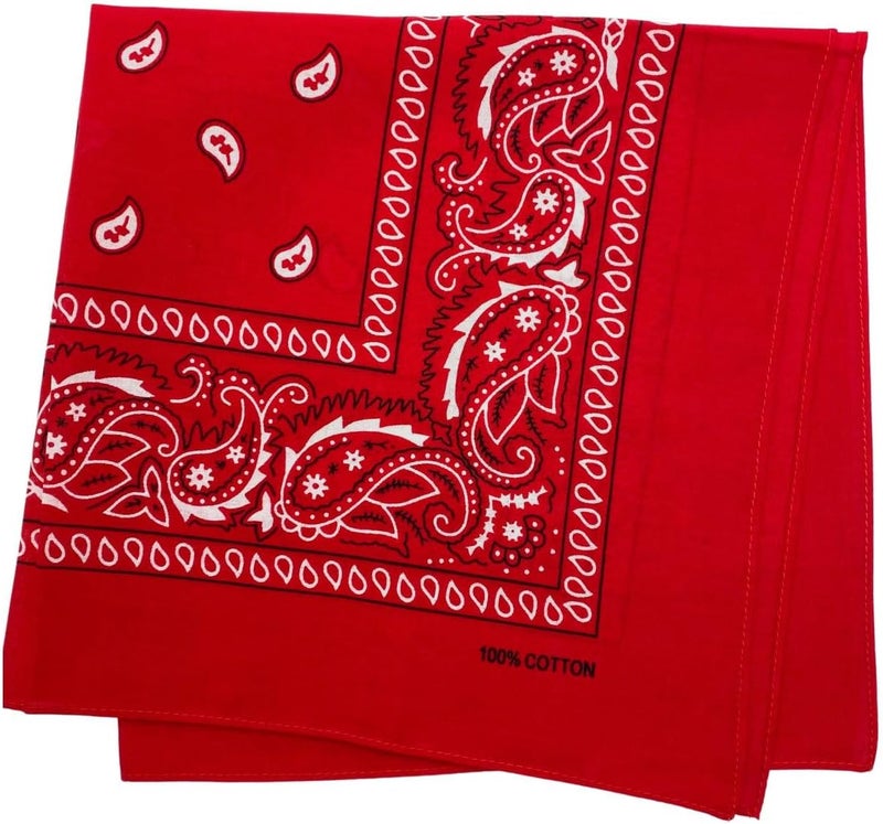 MD Style 100% Cotton Bandana for Men & Women 22" x 22" Paisley Pattern Handkerchief Headband Scarf - Image 2